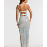Prisha Embellished Square Neck Evening Gown in Silver - Endless - UAE Rental and Resale for Women's Fashion