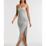 Prisha Embellished Square Neck Evening Gown in Silver - Endless - UAE Rental and Resale for Women's Fashion