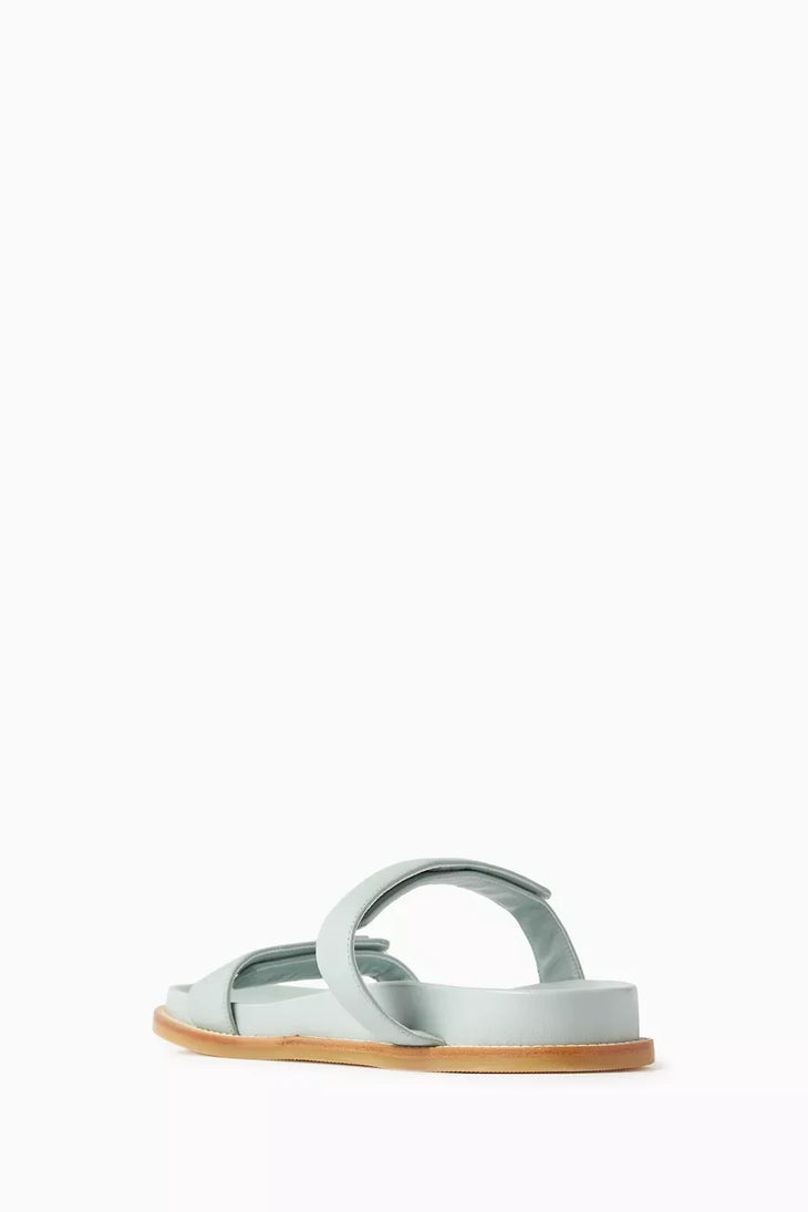 Mint green nappa leather flat sandals with buckle straps and tan sole — Emporio Armani | Endless UAE