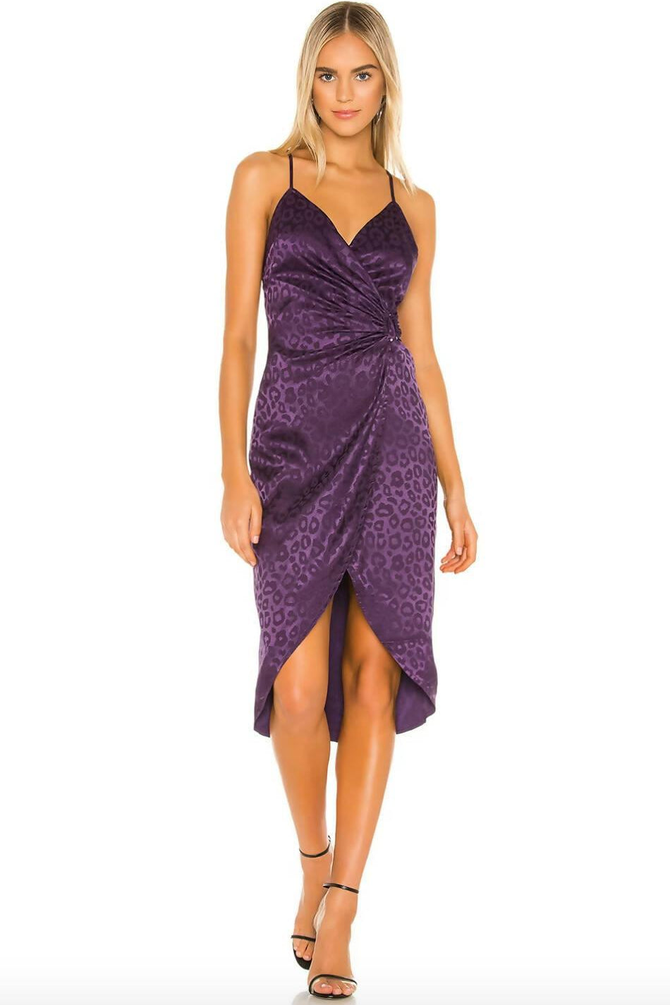 Purple Leopard Print Satin Midi Dress - Endless - UAE Rental and Resale for Women's Fashion