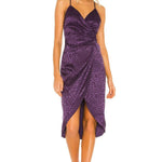 Purple Leopard Print Satin Midi Dress - Endless - UAE Rental and Resale for Women's Fashion