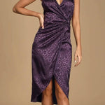 Purple Leopard Print Satin Midi Dress - Endless - UAE Rental and Resale for Women's Fashion
