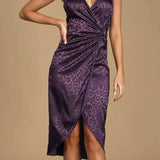 Purple Leopard Print Satin Midi Dress - Endless - UAE Rental and Resale for Women's Fashion