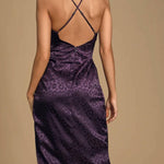 Purple Leopard Print Satin Midi Dress - Endless - UAE Rental and Resale for Women's Fashion