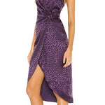 Purple Leopard Print Satin Midi Dress - Endless - UAE Rental and Resale for Women's Fashion