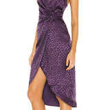 Purple Leopard Print Satin Midi Dress - Endless - UAE Rental and Resale for Women's Fashion