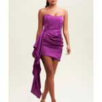 Purple Satin Double Layered Bandeau Drape Mini Dress - Endless - UAE Rental and Resale for Women's Fashion