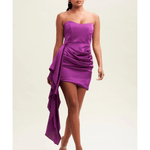Purple Satin Double Layered Bandeau Drape Mini Dress - Endless - UAE Rental and Resale for Women's Fashion