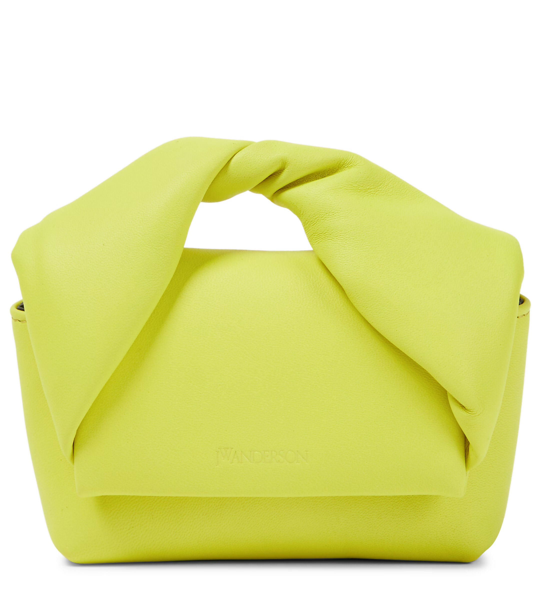Yellow Twister Nano leather crossbody bag with knotted handle design — JW Anderson | Endless UAE