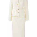 Cream Linen Tailored Midi Dress