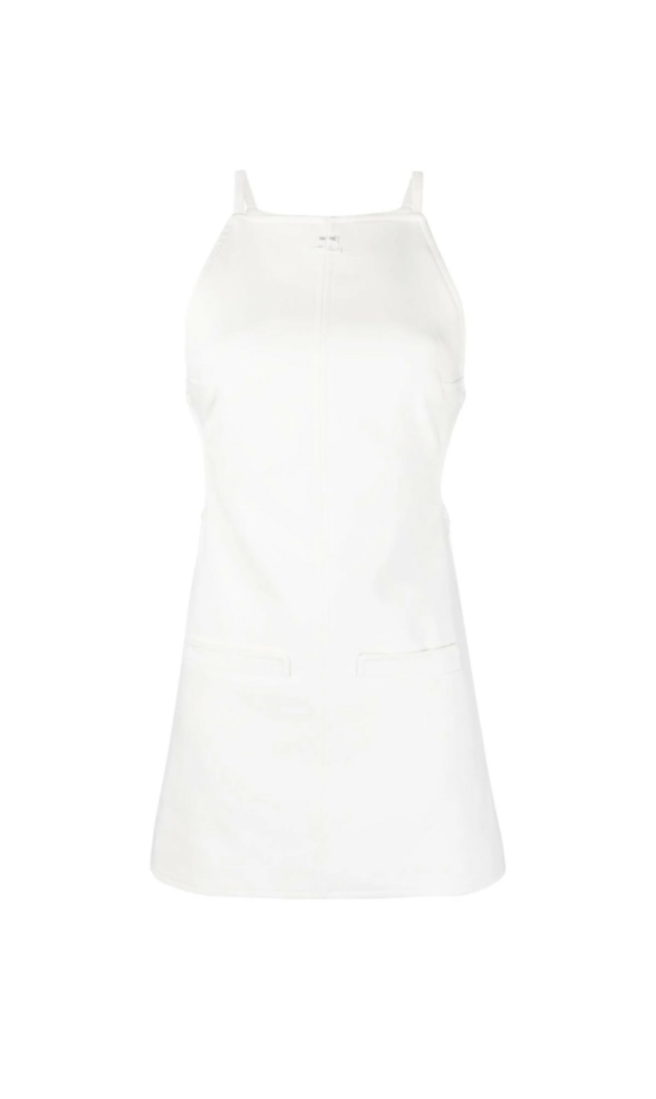 White sleeveless mini dress with geometric cut-out details and adjustable straps — Courrèges | Endless UAE