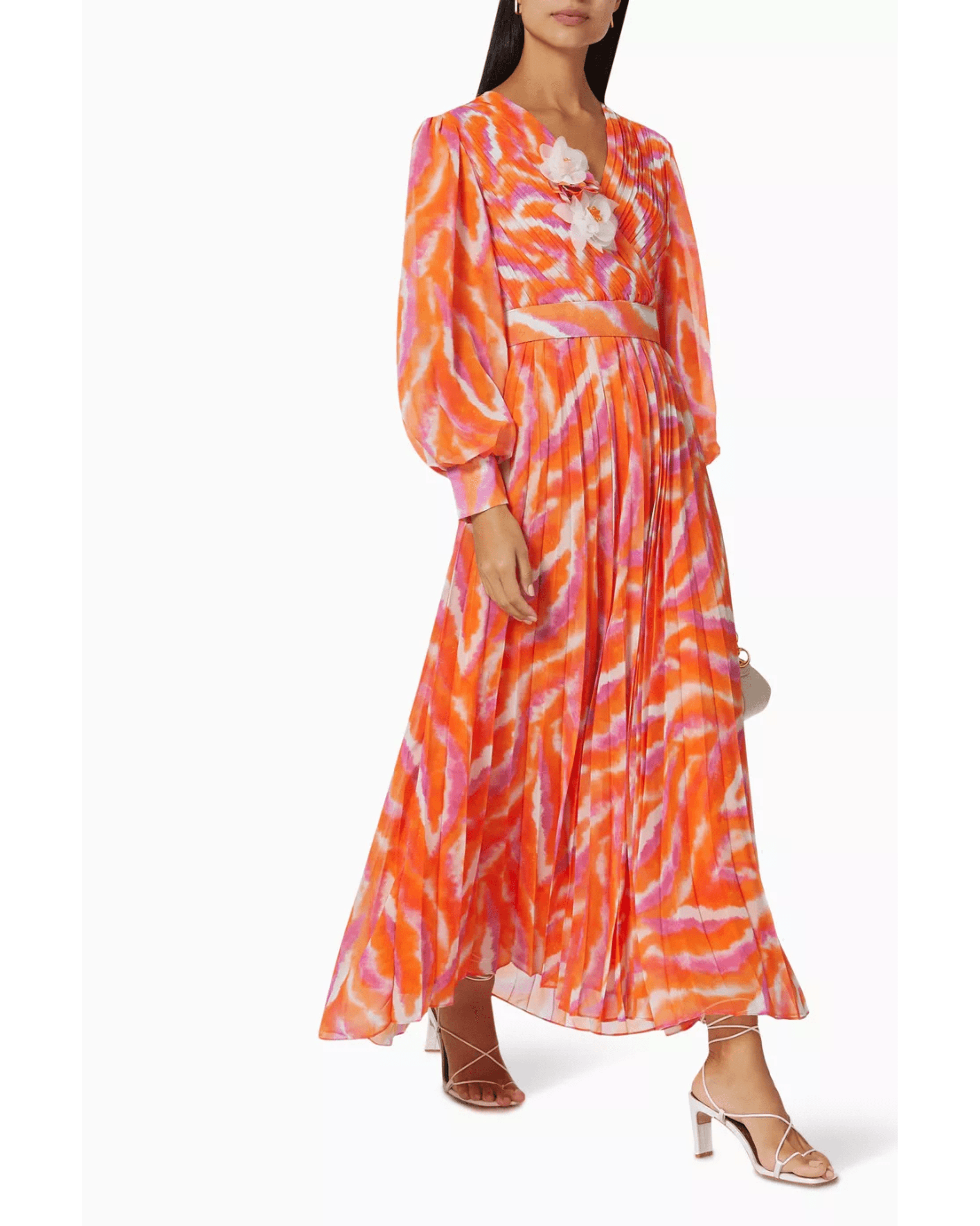 Quirrel Printed Maxi Dress in Plisse - Endless - UAE Rental and Resale for Women's Fashion