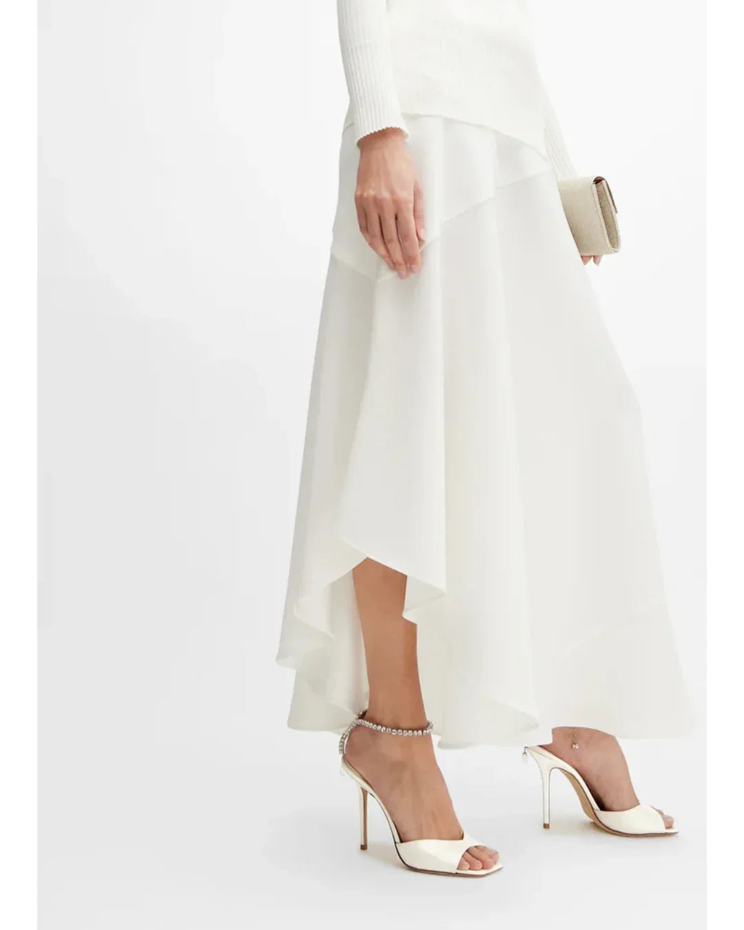 Saeda 100 cream satin sandal with crystal-embellished ankle strap — Jimmy Choo | Endless UAE