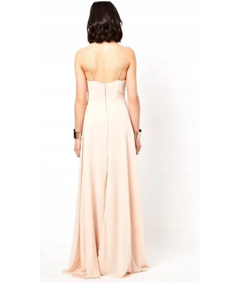 Peach sleeveless maxi dress with sweetheart neckline and flowing skirt — Religion | Endless UAE