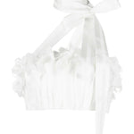 White linen crop top with tie shoulder straps and scalloped floral embroidered trim — Zimmermann | Endless UAE