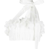 White linen crop top with tie shoulder straps and scalloped floral embroidered trim — Zimmermann | Endless UAE