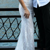 Valeria White Lace Strapless Bustier Maxi Dress