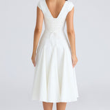 Raisa Square Neck Twill Midi Dress