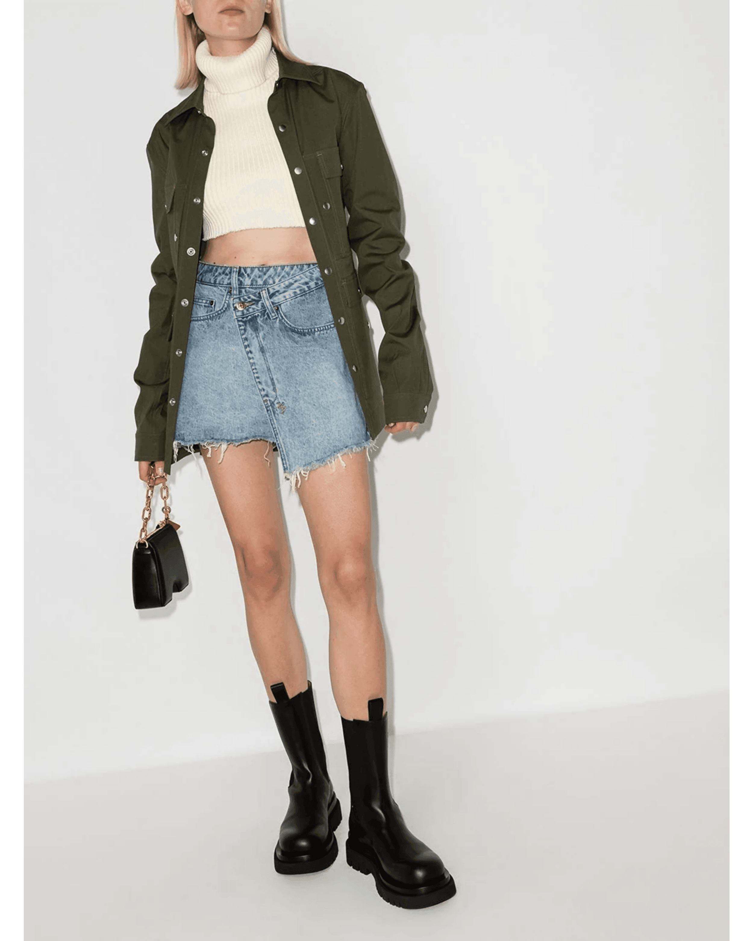 Rap Asymmetric Denim Mini Skirt - Endless - UAE Rental and Resale for Women's Fashion
