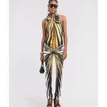 Ray Of Gold Print Silk Top Scarf - Endless - UAE Rental and Resale for Women's Fashion