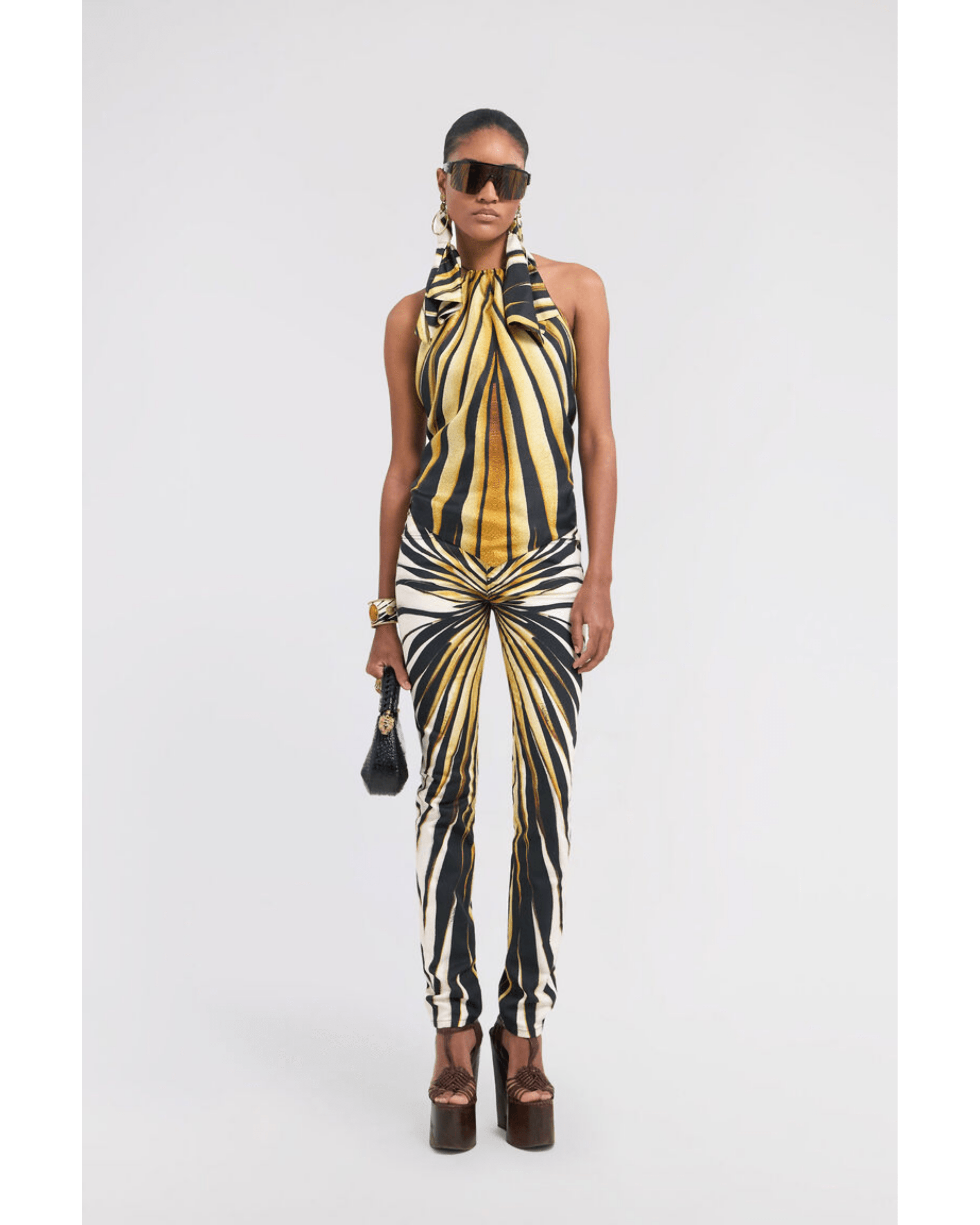 Ray Of Gold Print Silk Top Scarf - Endless - UAE Rental and Resale for Women's Fashion