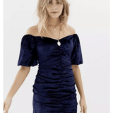 Reclaimed Vintage Inspired Velvet Mini Dress With Ruching And Puff Sleeve - Endless - UAE Rental and Resale for Women's Fashion