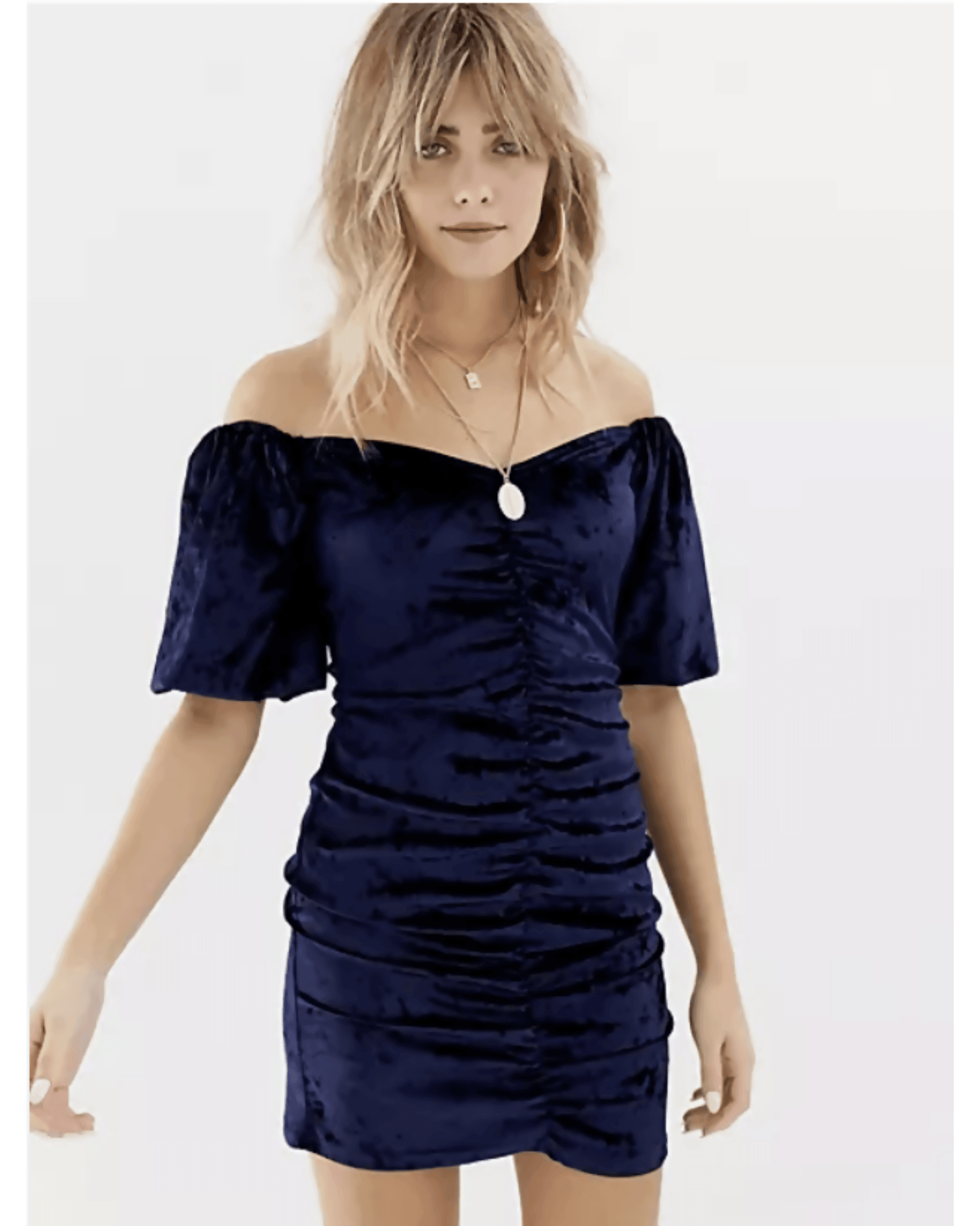 Reclaimed Vintage Inspired Velvet Mini Dress With Ruching And Puff Sleeve - Endless - UAE Rental and Resale for Women's Fashion