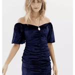 Reclaimed Vintage Inspired Velvet Mini Dress With Ruching And Puff Sleeve - Endless - UAE Rental and Resale for Women's Fashion