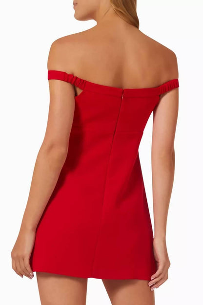 Red Embellished Bow Mini Dress - Endless
