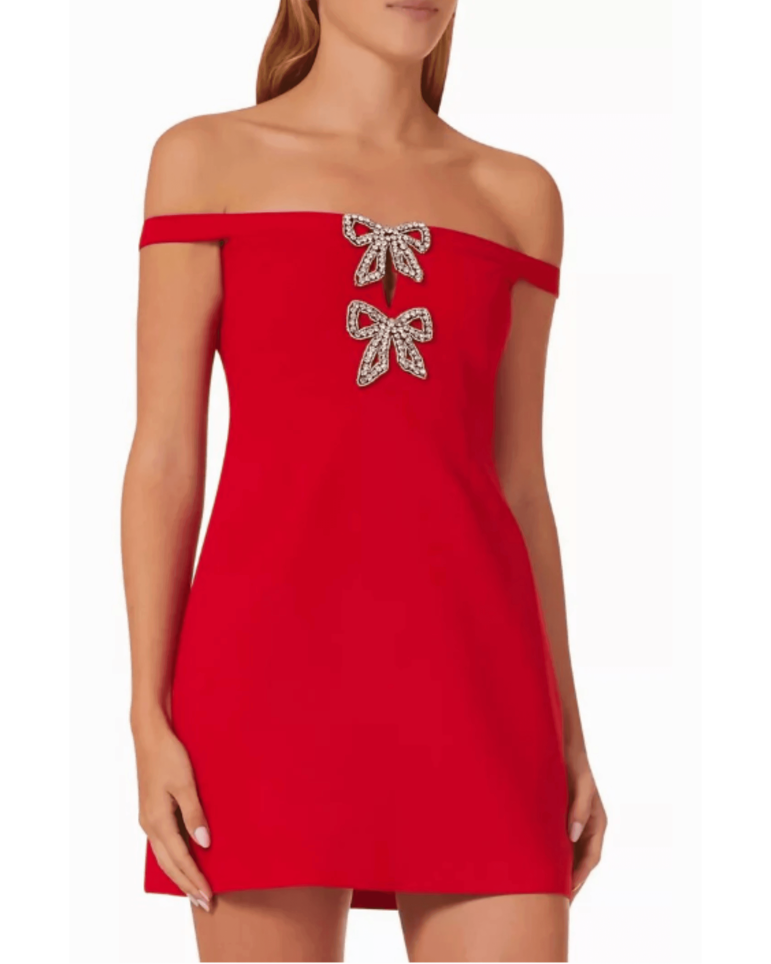 Red Embellished Bow Mini Dress - Endless - UAE Rental and Resale for Women's Fashion