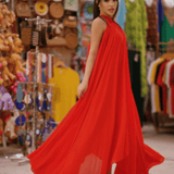 Red Halter Maxi Dress