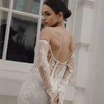 Ridge lace wedding dress with long sleeves and open back — JESSICA COUTURE | Endless UAE