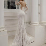 Ridge lace wedding dress with long sleeves and open back — JESSICA COUTURE | Endless UAE