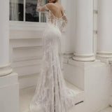 Ridge lace wedding dress with long sleeves and open back — JESSICA COUTURE | Endless UAE