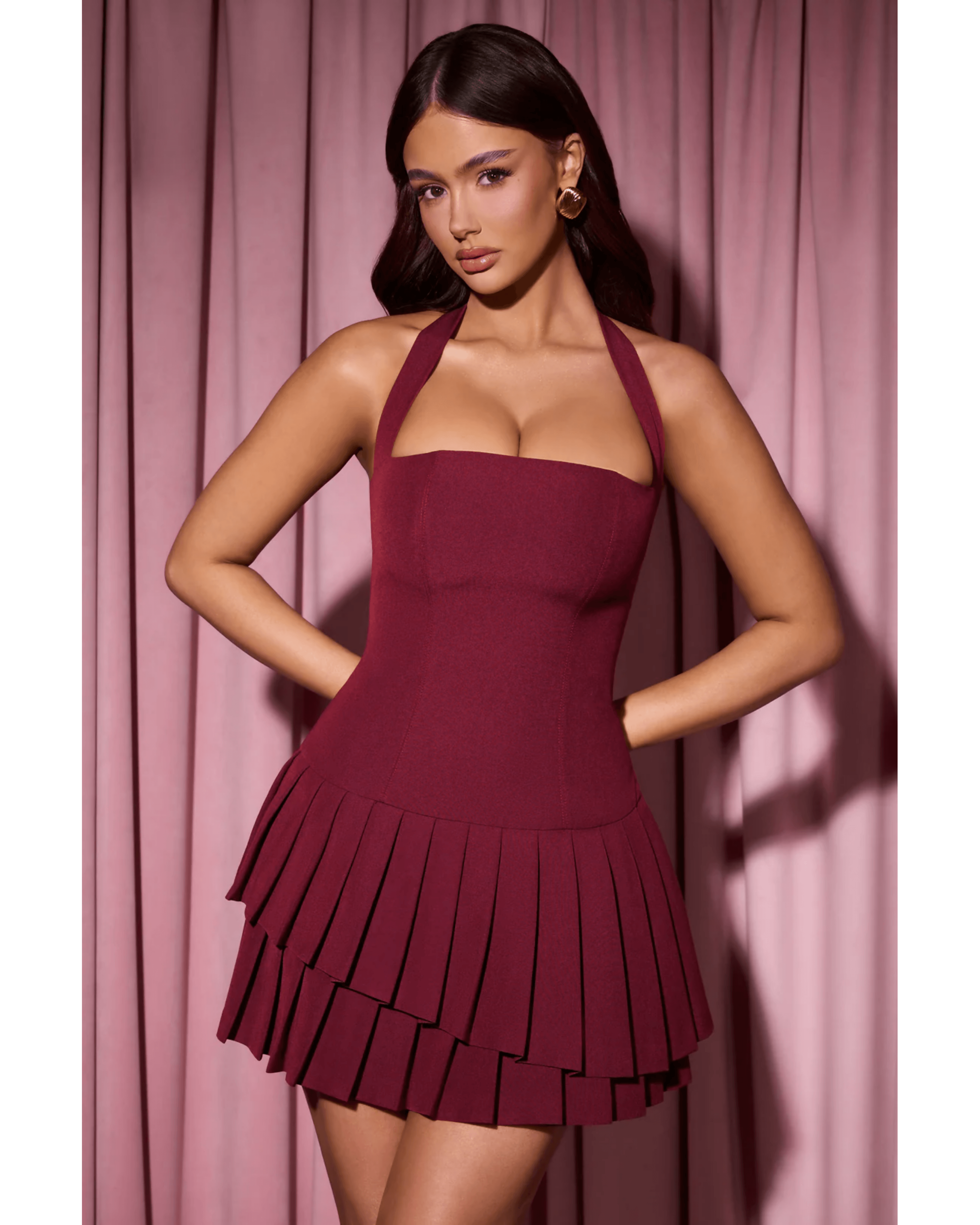 Rosaria Asymmetric Layered Halterneck Mini Dress - Endless - UAE Rental and Resale for Women's Fashion