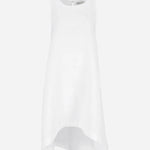 White sleeveless linen A-line dress with round neckline and relaxed fit — Magic Linen | Endless UAE