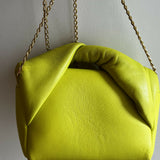 Lime green Twister Nano leather crossbody bag with gathered top and gold chain strap — JW Anderson | Endless UAE