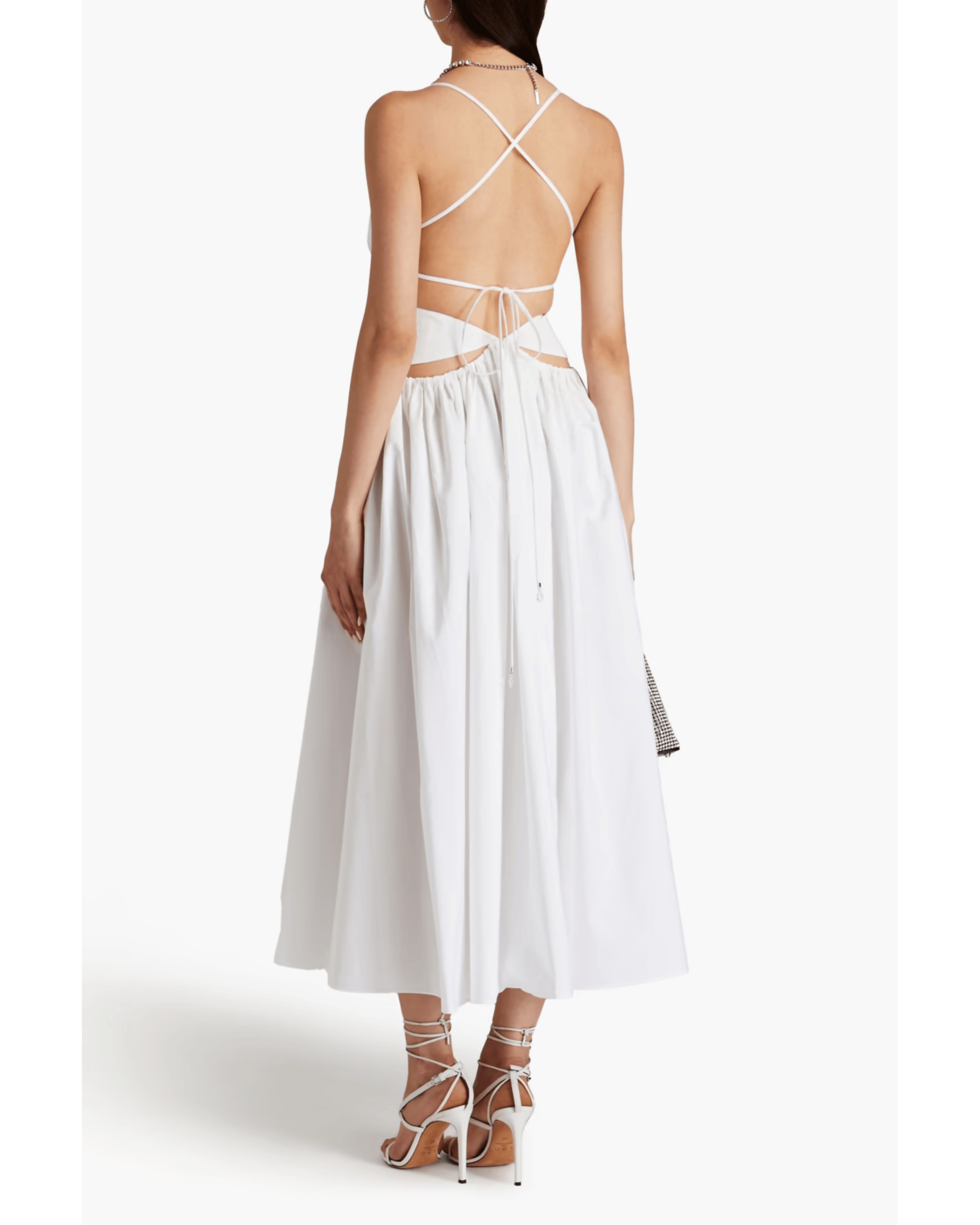 Ruched Embellished Cotton-Poplin Midi Dress - Endless - UAE Rental and Resale for Women's Fashion