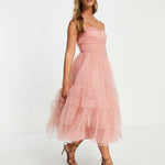 Ruched Tiered Midaxi Dress in Blush - Endless - UAE Rental and Resale for Women's Fashion