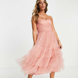 Ruched Tiered Midaxi Dress in Blush - Endless - UAE Rental and Resale for Women's Fashion