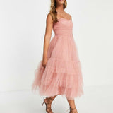 Ruched Tiered Midaxi Dress in Blush - Endless - UAE Rental and Resale for Women's Fashion