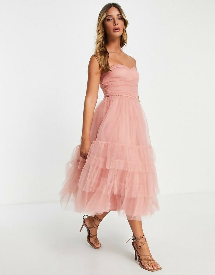 Ruched Tiered Midaxi Dress in Blush - Endless - UAE Rental and Resale for Women's Fashion