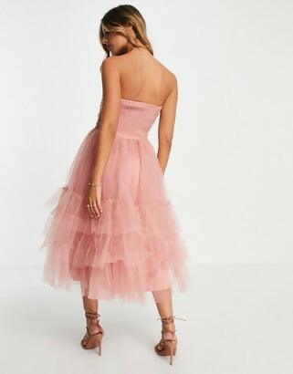Ruched Tiered Midaxi Dress in Blush - Endless - UAE Rental and Resale for Women's Fashion