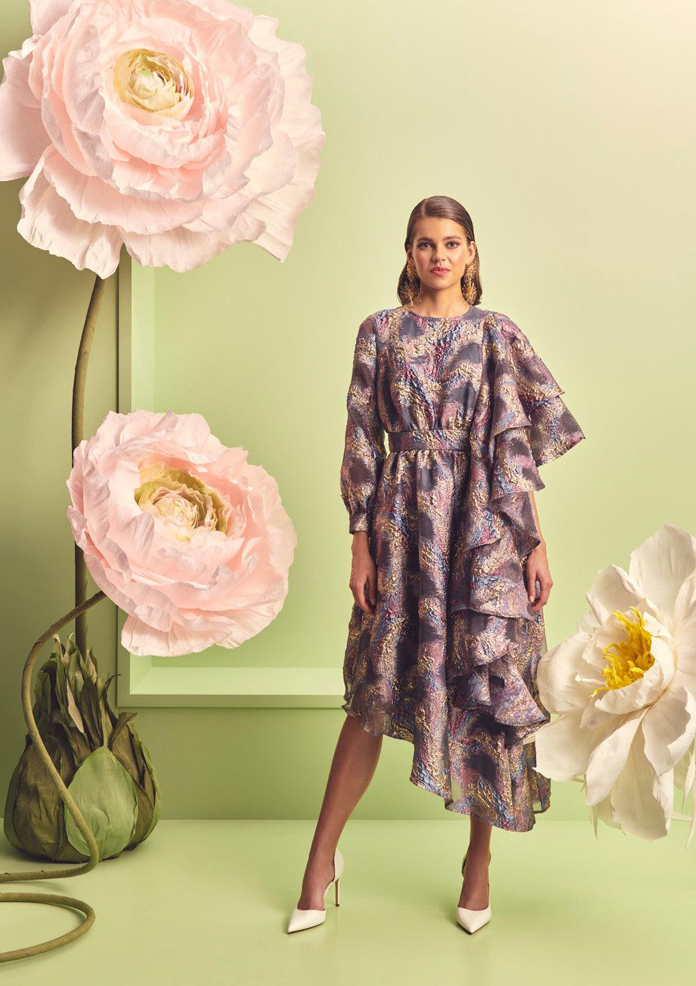 Ruffle Asymmetrical Dress - Endless - UAE Rental and Resale for Women's Fashion