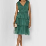 Ruffled Green Midi Dress - Endless - UAE Rental and Resale for Women's Fashion