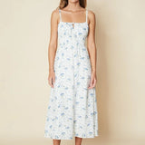 Jasmina Astoria Floral Midi Dress in blue and white — Faithfull the Brand | Endless UAE
