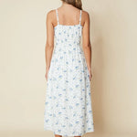 Jasmina Astoria Floral Midi Dress in blue and white — Faithfull the Brand | Endless UAE
