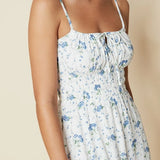 Jasmina Astoria Floral Midi Dress in blue and white — Faithfull the Brand | Endless UAE