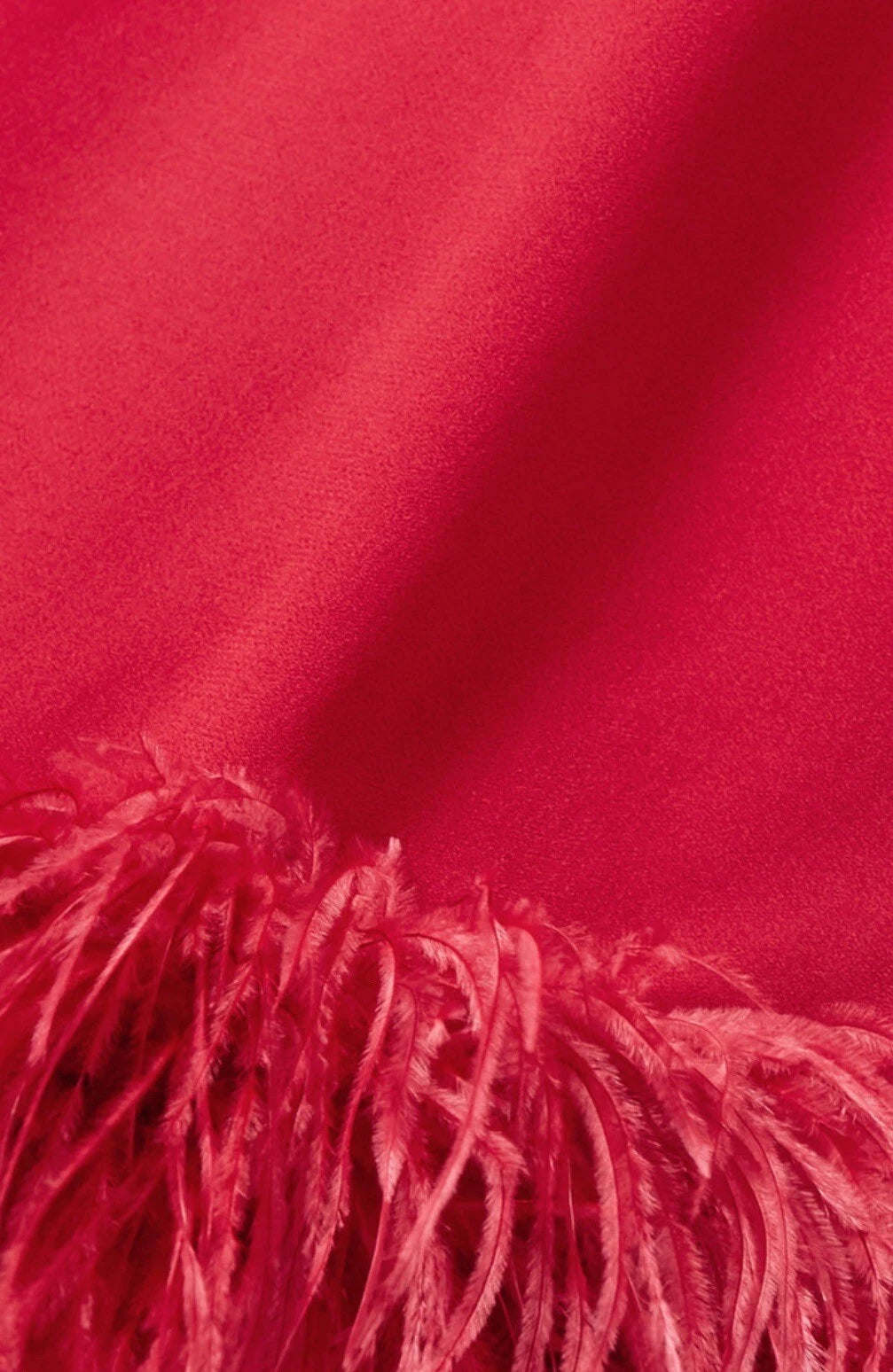 Red feathered mini dress with turtleneck and long sleeves — Taller Marmo | Endless UAE