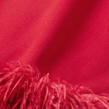 Red feathered mini dress with turtleneck and long sleeves — Taller Marmo | Endless UAE